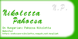 nikoletta pahocsa business card